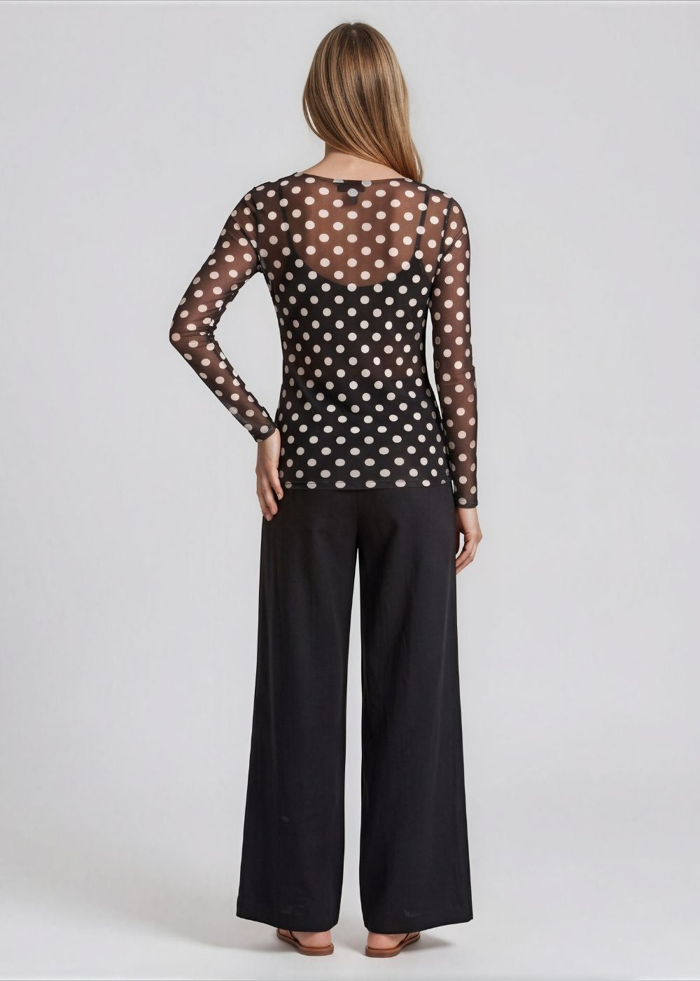 Polka Dot on Black - NudiTee Sheer Top