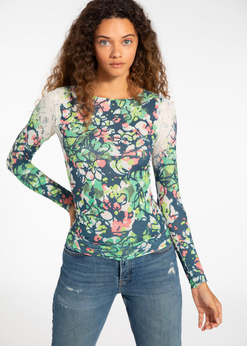 Flowery Second Skin Raw Edge Top