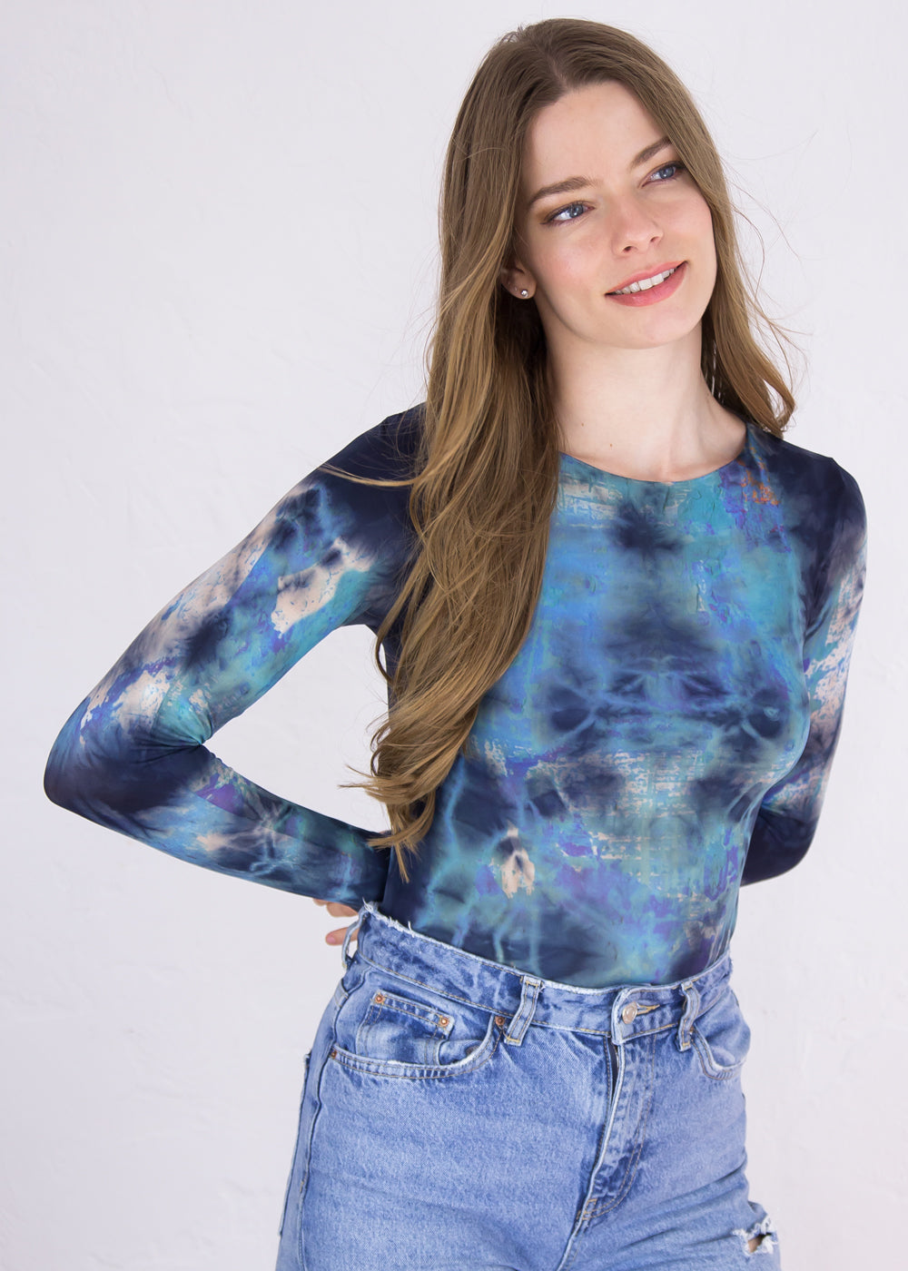 Mixed Media Raw Edge Second Skin Top