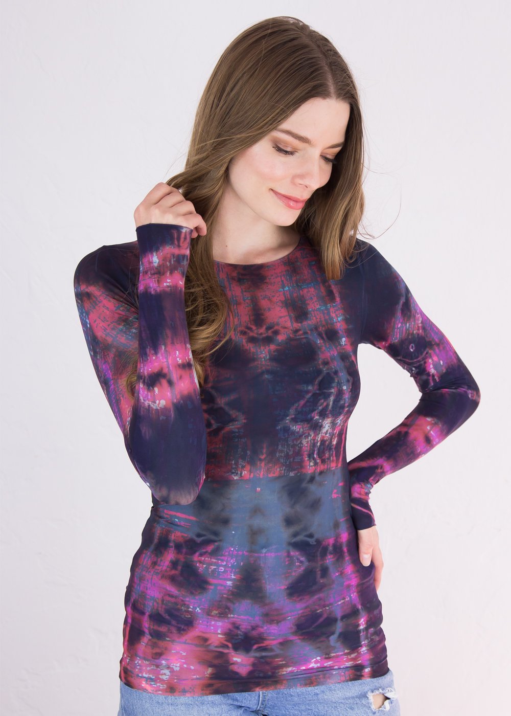 Mixed Media Raw Edge Second Skin Top