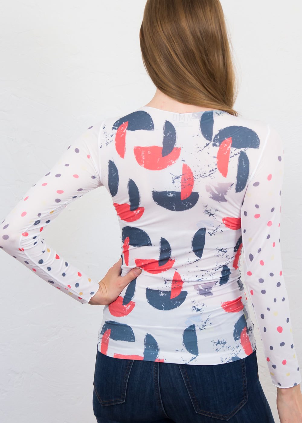 Geometric Art Second Skin Raw Edge Top