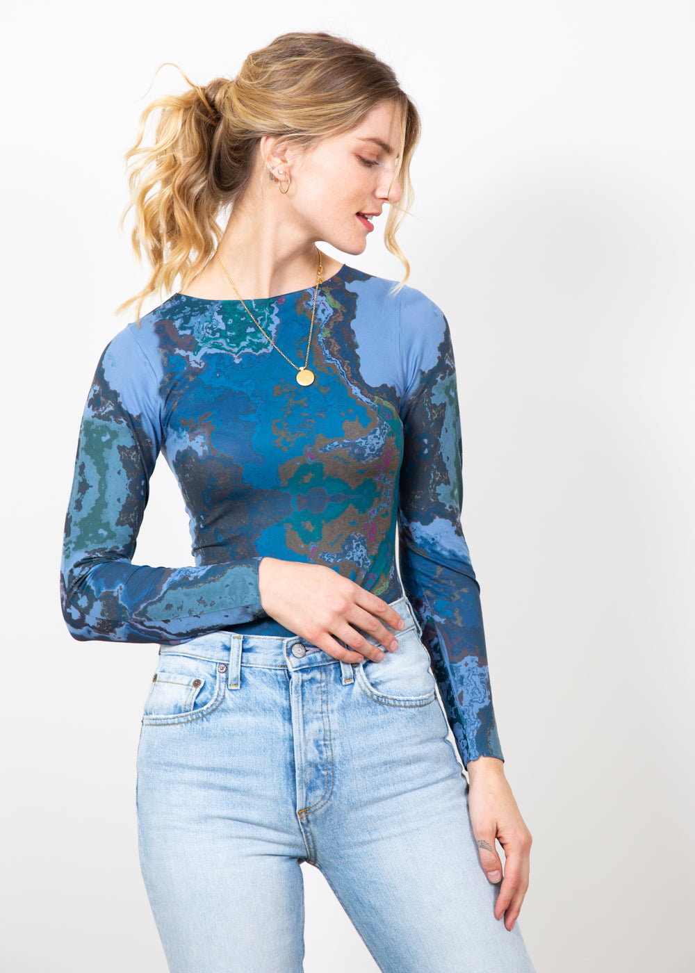 Color Waves Raw Edge Second Skin Top