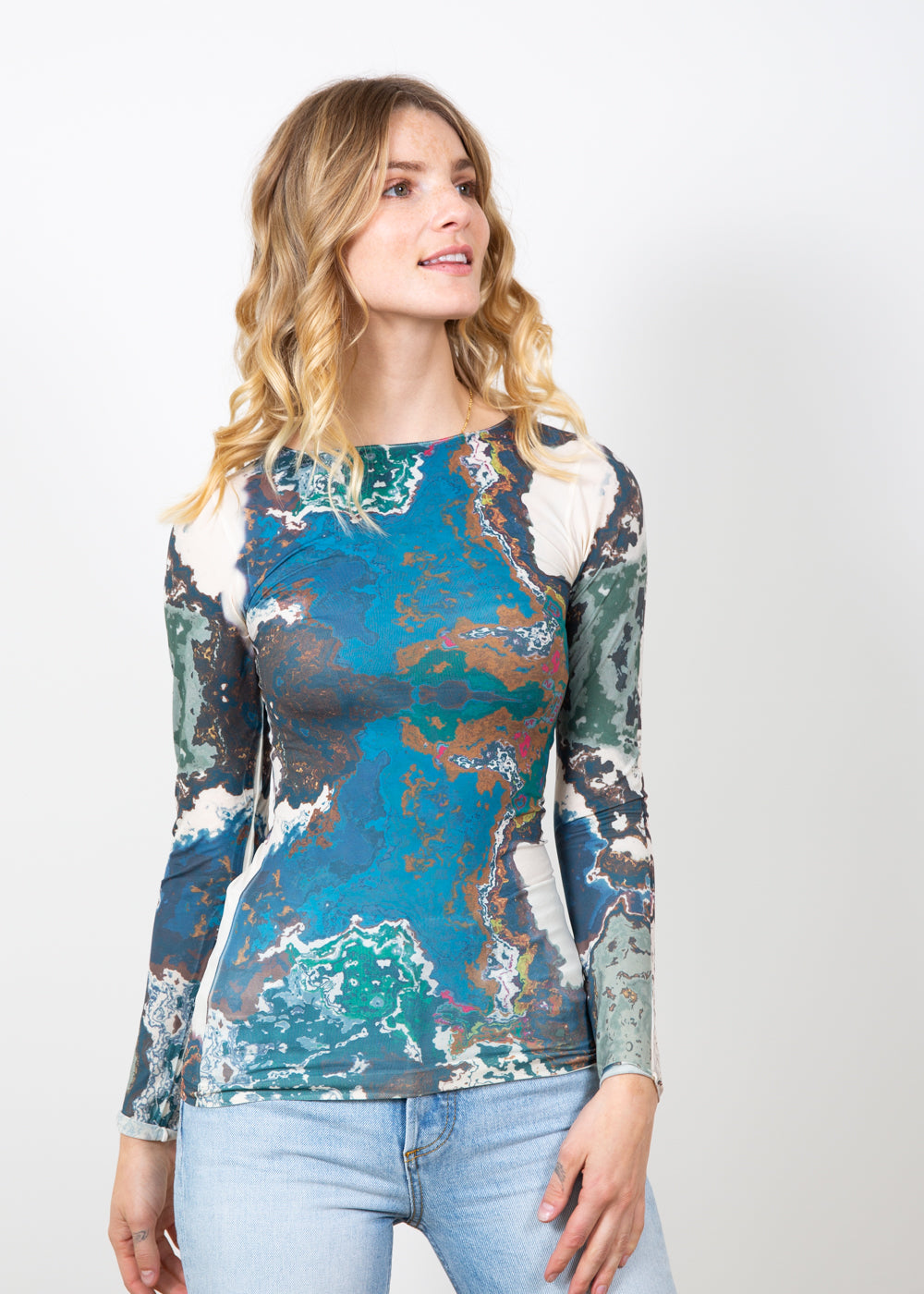 Color Waves Raw Edge Second Skin Top