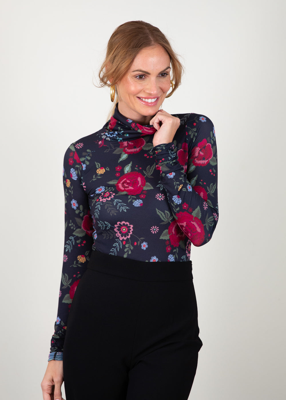 Floral Embroidery - Barcelona Turtleneck Top