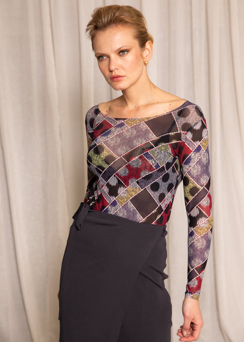 Knitted Harlequin - NudiTee Sheer Top